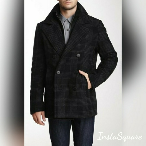 Vince Camuto Other - HP!!!Vince Camuto Melton Plaid Peacoat w/Knit Bib